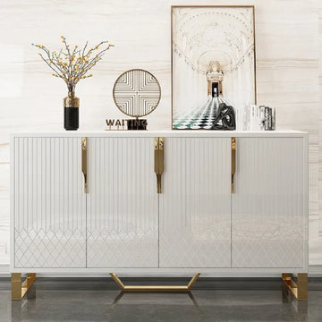 60" Contemporary Sideboard Buffet 4-Door Sideboard Table Kitchen Buffet Table